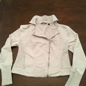 H by Halston French Terry Cropped Moto Top